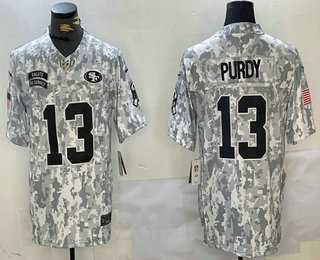 Mens San Francisco 49ers #13 Brock Purdy 2024 FUSE Arctic Camo Salute to Service Limited Stitched Jersey Dzhi